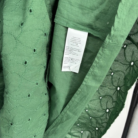 J. Crew Dress Eyelet Mini Shirt Dress Womens 4 Spring Kelly Long Sleeve 2024 - Picture 10 of 11